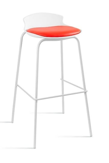 Hoker barowy, krzesło, duke, biały, czerwony Unique