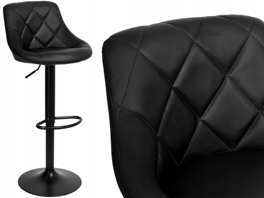 Hoker barowy regulowany krzesło obrotowe CYDRO BLACK czarny ekoskóra eHokery