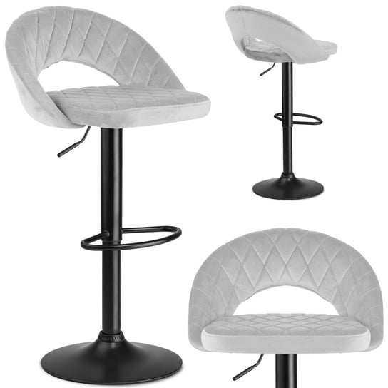Hoker krzesło barowe, obrotowe, regulowane, stołek SOFOTEL Meva, szaro-czarny SOFOTEL