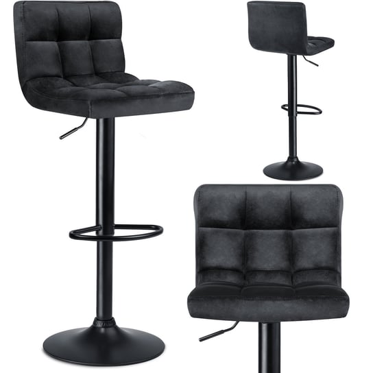 Hoker krzesło barowe obrotowe regulowane stołek Sofotel Monro, kolor czarny SOFOTEL