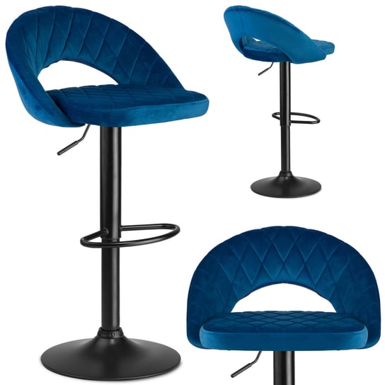 Hoker krzesło barowe, regulowane, obrotowe, stołek SOFOTEL Meva, niebiesko-czarny SOFOTEL