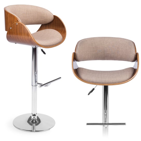 Hoker obrotowy, krzesło barowe, kuchenne, stołek SOFOTEL Fazio, jasny brązowy 