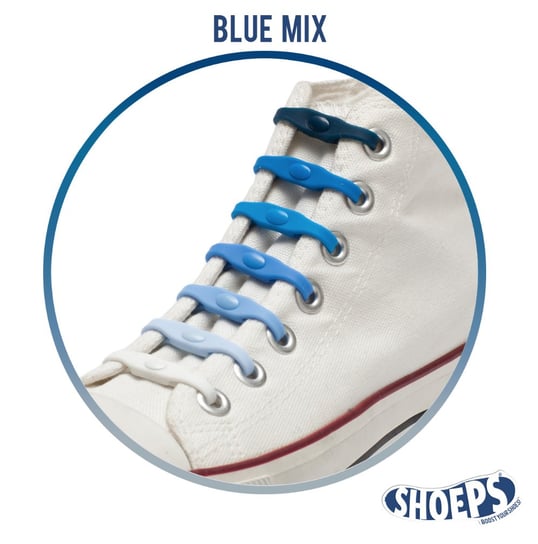 Holenderskie Elastyczne Silikonowe Sznurówki Bez Wiązania MIX BLUE Shoeps