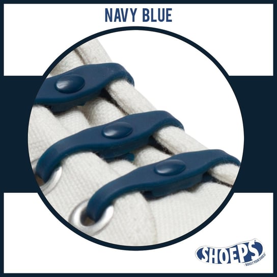 Holenderskie Elastyczne Silikonowe Sznurówki Bez Wiązania Navy Blue Granatowe Shoeps