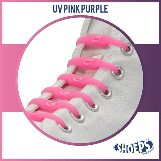 Holenderskie Elastyczne Silikonowe Sznurówki Bez Wiązania Zmieniające Kolor UV różowe fioletowe Shoeps