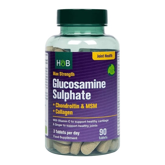 Holland & Barrett, Max Strength Glucosamine Sulphate + Chondroitin & MSM + Collagen, Suplement Diety, 90 tabl. Inna marka