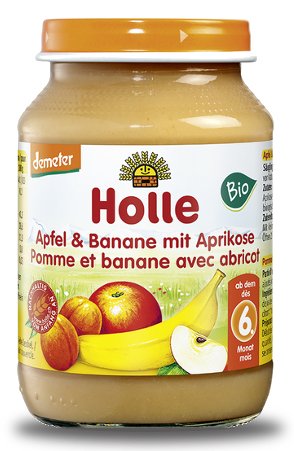 Holle, Bio, deserek jabłka z bananami i morelami, 190 g Holle