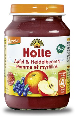 Holle, Bio, deserek jabłka z czarnymi jagodami, 190 g Holle