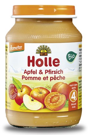 Holle, Bio, deserek jabłko z brzoskwinią, 190 g Holle