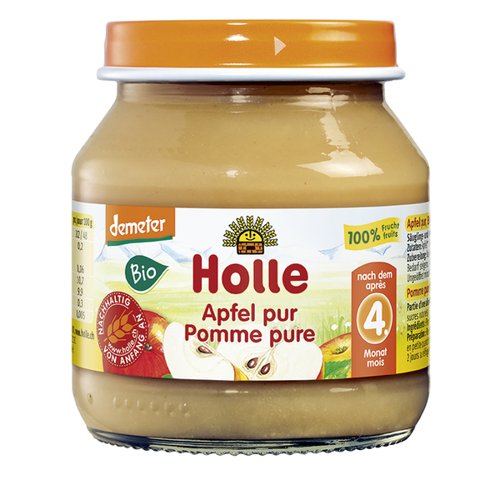 Holle, BIO Przetarte jabłko deserek po 4. miesiącu, 125 g Holle
