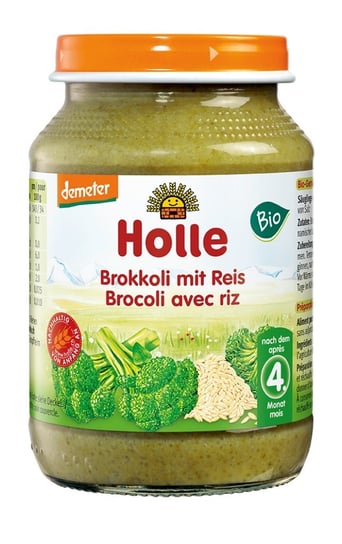 Holle, Brokuły z ryżem Bio, 4m+, 190 g Holle