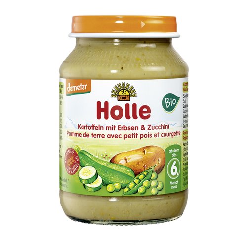 Holle, Danie BIO Ziemniak, zielony groszek i cukinia powyżej 6. miesiąca, 190 g Holle