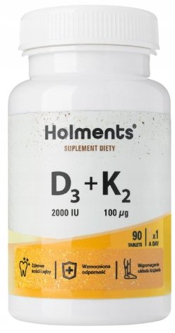 Holments, Witamina D3 2000 + K2 Kości Odporność, Suplement diety, 90 kaps. Inna marka