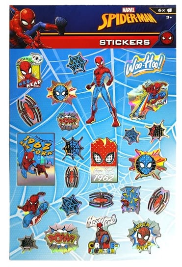 Holo Naklejki Marvel Spider-Man - 6 Arkuszy. W&O