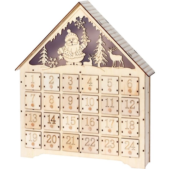 Home Styling Collection, Kalendarz Adwentowy ze Świętym Mikołajem, jasnobrązowy, 43x38x7 cm Home Styling Collection