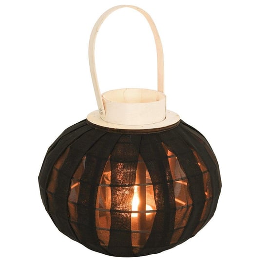 Home Styling Collection Lampion latarnia ze szklanym wkładem czarny ogrodowy dekoracyjny 22x24 cm Home Styling Collection