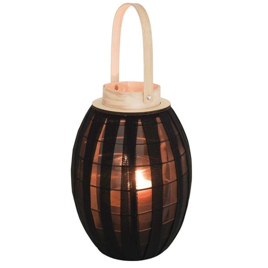 Home Styling Collection Lampion latarnia ze szklanym wkładem czarny ogrodowy dekoracyjny 34x22 cm Home Styling Collection