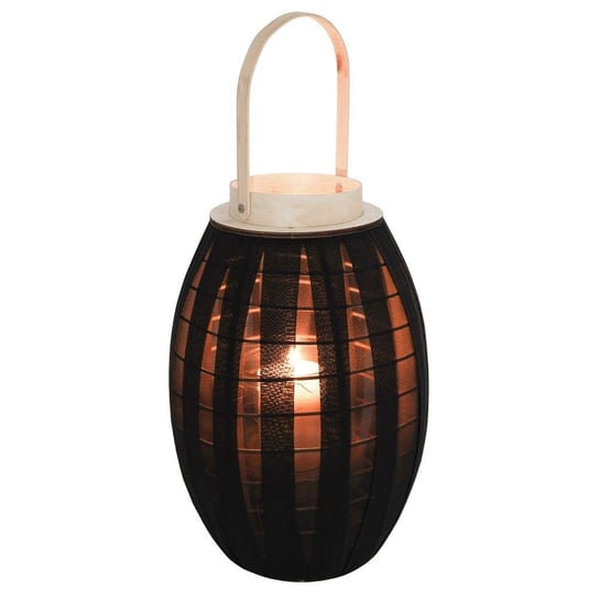 Home Styling Collection Lampion latarnia ze szklanym wkładem czarny ogrodowy dekoracyjny 39,5x25 cm Home Styling Collection
