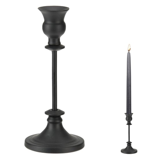 Home Styling Collection Świecznik metalowy stojak podstawka na świecę świeczkę czarny loft 23 cm Home Styling Collection