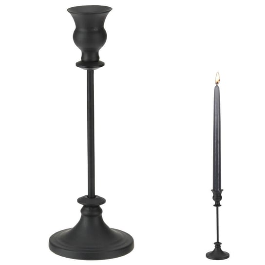 Home Styling Collection Świecznik metalowy stojak podstawka na świecę świeczkę czarny loft 27,5 cm Home Styling Collection