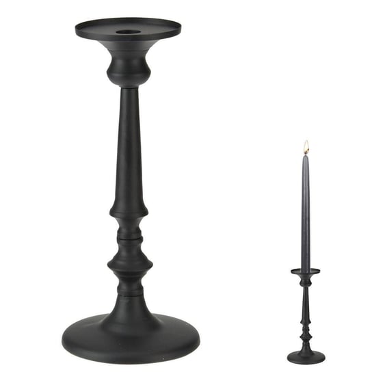 Home Styling Collection Świecznik metalowy stojak podstawka na świecę świeczkę czarny loft wysoki 30 cm Home Styling Collection