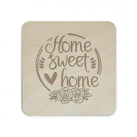 Home sweet home - komplet podkładek pod kubek z grawerem Koszulkowy