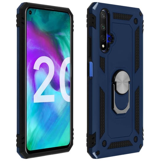 Honor 20 /Huawei Nova 5T Etui Bi-Materiał Sztywny Magnetyczny Stojak na Pierścień Ciemnoniebieski Avizar