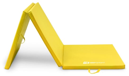 Hop-Sport, Materac gimnastyczny składany, twardy, żółty, 4cm Hop-Sport