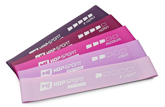 Hop-Sport, Zestaw taśm oporowych, różowe, 600x50 mm, 5 szt. Hop-Sport