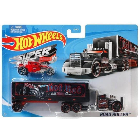 Hot Wheels, Ciężarówka + samochód Road Roller Hot Wheels