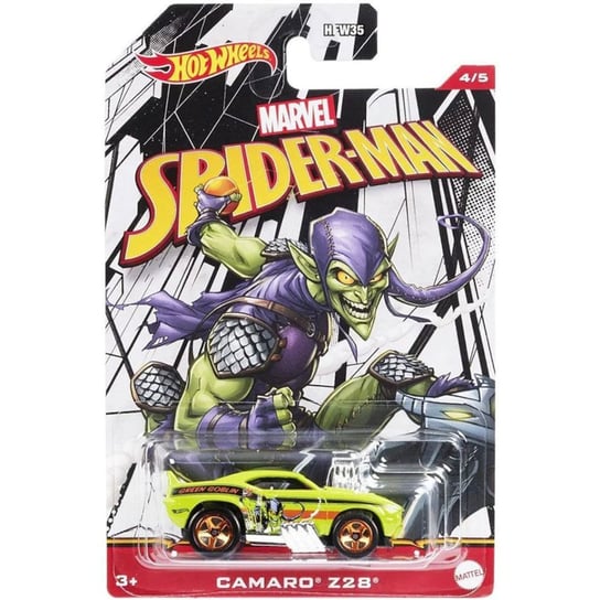 Hot Wheels Marvel Spider-Man Character Cars Camaro Z28 Green Goblin 4/5 Mattel