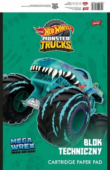 HOT WHEELS MONSTER TRUCKS wrex blok techniczny A4 190g/m2 10 kartek biały Mattel