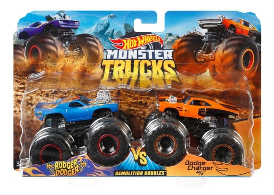 Hot Wheels, zestaw pojazdów, Monster Trucks, Rodger Doger Vs. Dodge Charger, 2-pak Hot Wheels