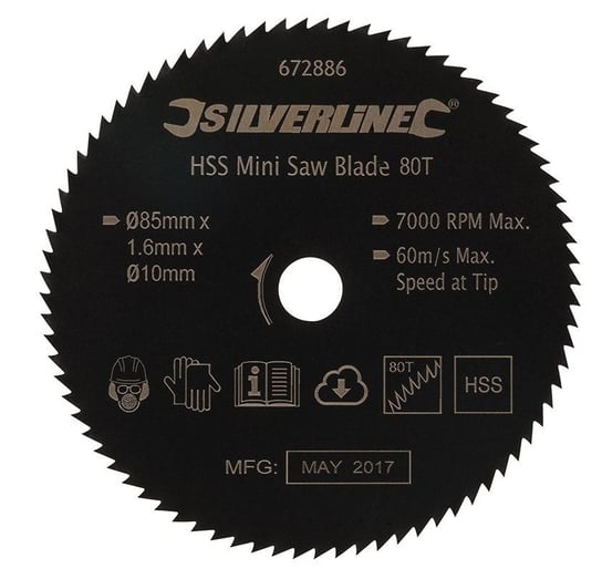 HSS mini tarcza tnąca Średnica 85mm - otwór 10mm - 80 T (672886) SILVERLINE Silverline