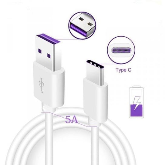 HUAWEI KABEL USB TYP-C 5A BIAŁY HL-1289 AP71 QC3.0 Zamiennik/inny