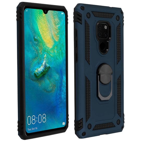 Huawei Mate 20 Etui Bi Material Sztywne Miękkie Magnetyczne Pierścień Stojak Ciemnoniebieski Avizar