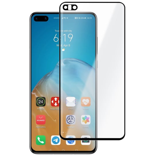 Huawei P40 Screen Protector 9H Thin clear Contour Black Avizar