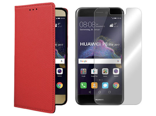Huawei P8 Lite 2017 Kabura Etui pokrowiec + szkło VegaCom