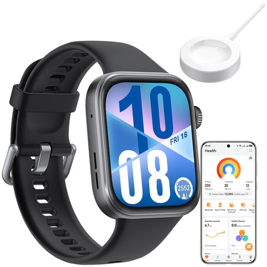 HUAWEI WATCH FIT 4 CZARNY DUAL GPS 5 ATM SPo2 ANALIZA SNU NFC ROZMOWY BT Huawei