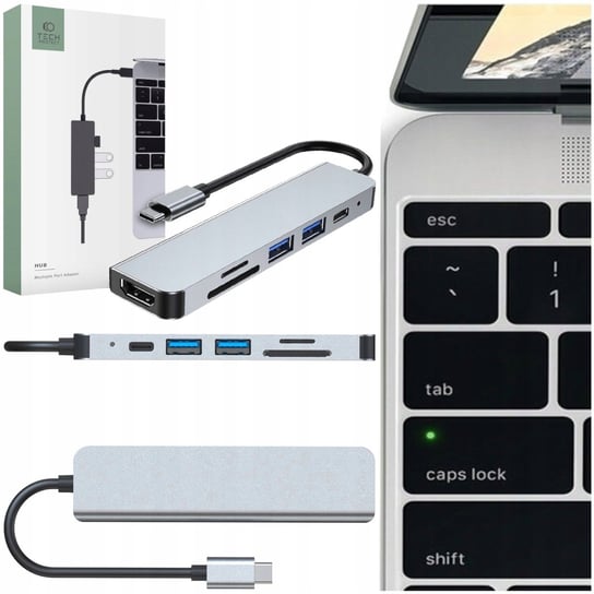 Hub Adapter Stacja Dokująca Do Macbook 6W1 Szary Rozgałęziacz Do Laptopa Inna marka
