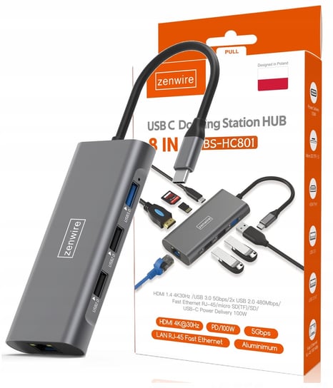 HUB PRZEJŚCIÓWKA USB-C 9W1 Adapter HDMI USB Thunderbolt do Macbook Pro Air Zenwire
