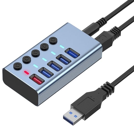 Hub USB 4x 3.0 + 1 port ładujący Aluminiowy Inna marka