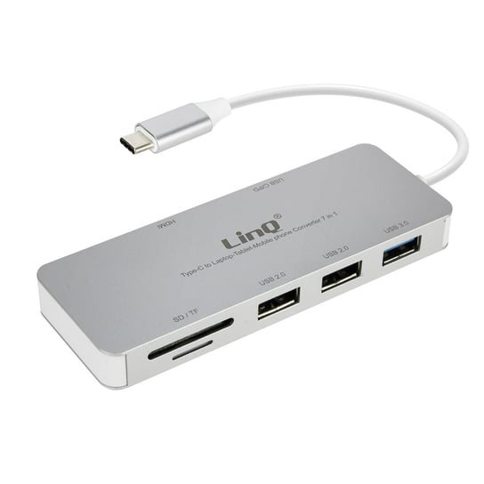 Hub USB-C 7-w-1 3x USB 1x USB-C Zasilanie 1x HDMI i port SD/Micro-SD LinQ LinQ