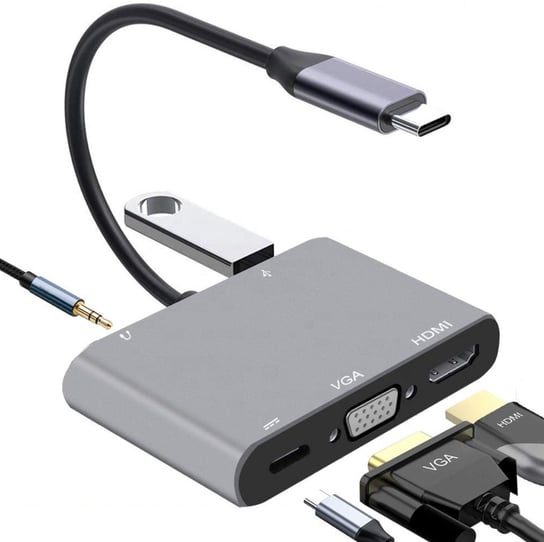 HUB USB-C ADAPTER HDMI 4k VGA USB 3.0 JACK 3.5mm Power Delivery PD Tradebit