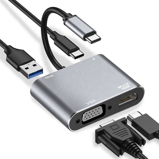 HUB USB-C ADAPTER HDMI 4k VGA USB 3.0 Power Delivery PD Tradebit