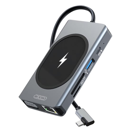 Hub USBC Porty 90 W Ethernet Audio Wideo Bezprzewodowe ładowanie 4K 15 W XO XO
