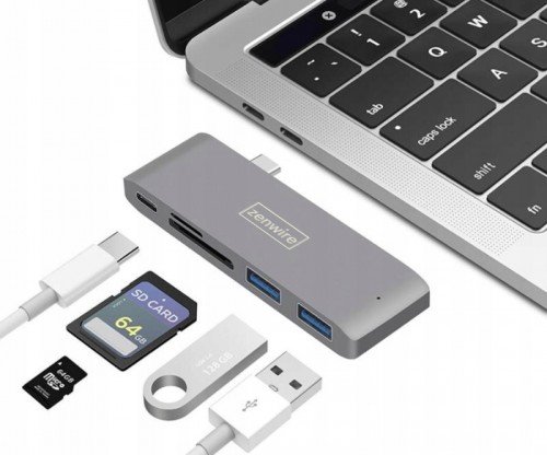 Hub Zenwire, 5w1 USB-C 3.1 Adapter, Zenwire, Do Macbook Pro/Air 2x USB 3.0.SD/Micro SD/Power Delivery Zenwire