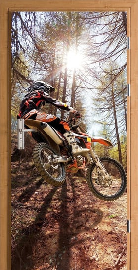 HUBDECO Fototapeta na drzwi, samoprzylepna naklejka na drzwi, meble, szafy, lustra, fantasi, sztuka, tapeta na ścianę, meble, szafy, lustra, 95 x 205 cm, motyw motocrossu HUBDECO