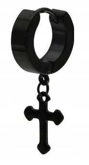HUGGIE Krzyż Krzyżyk Kolczyk do Ucha STAL Punk Gothic EMIGMAT