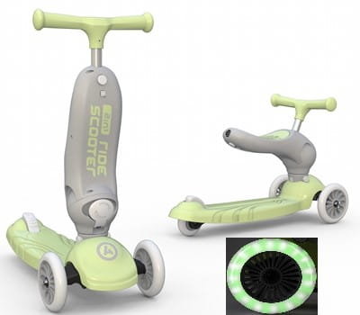 Hulajnoga LED 2w1  Toys Scooter for Kids GREEN Inna marka